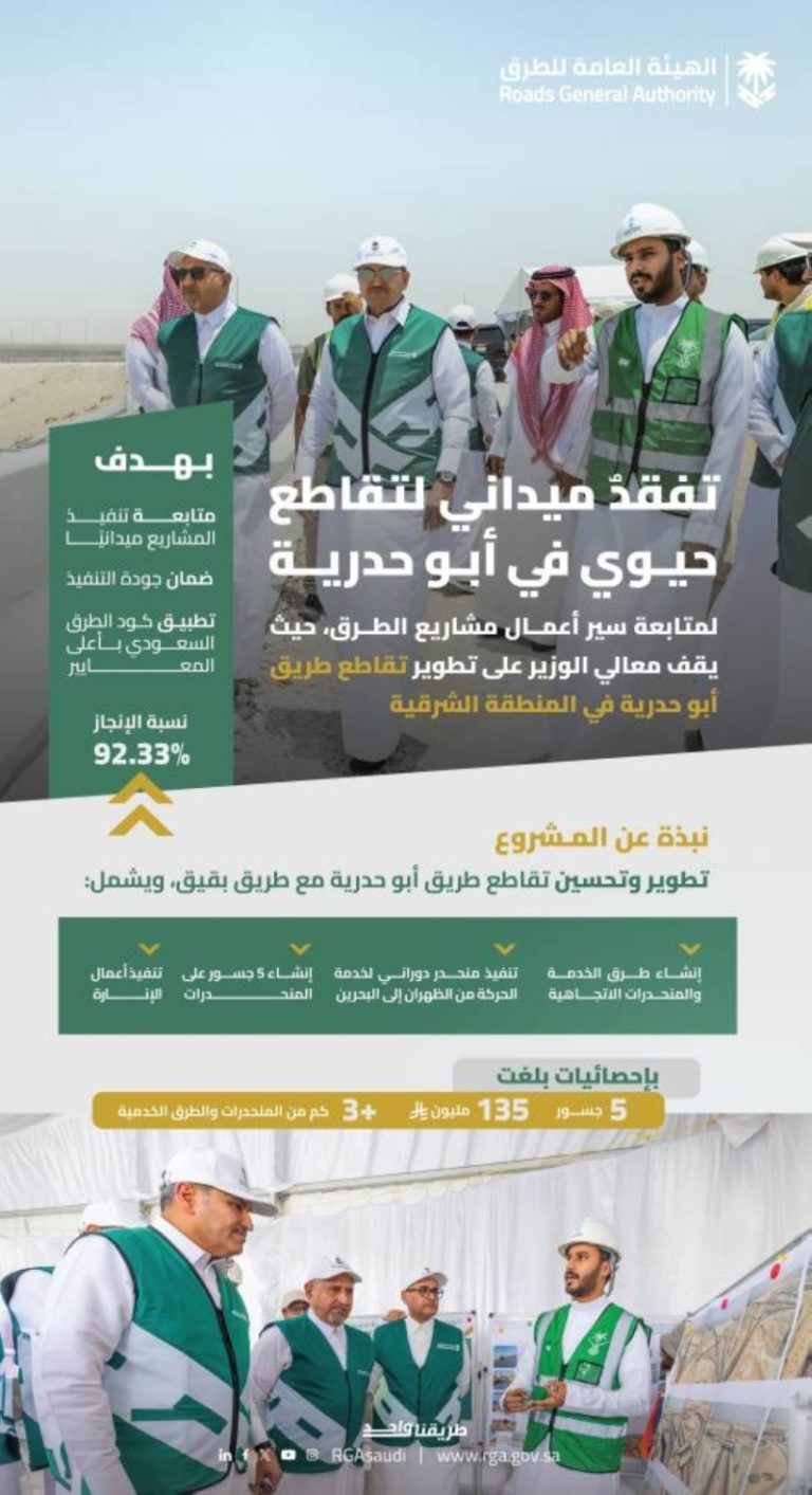 تفقد وزير النقل مشروع تقاطع أبوحدرية في الشرقية