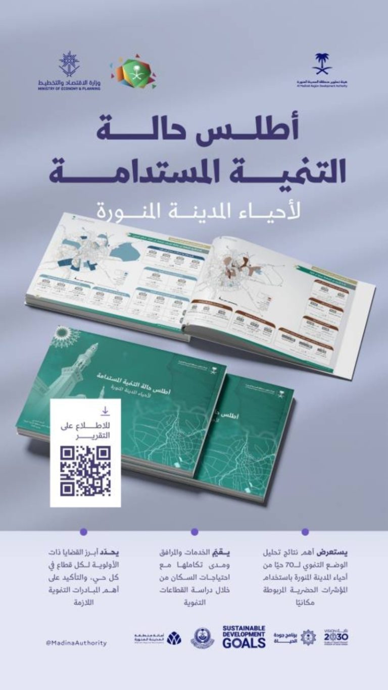 تقرير جديد يعكس “أطلس حالة التنمية المستدامة لأحياء المدينة المنورة” من هيئة تطوير المنطقة