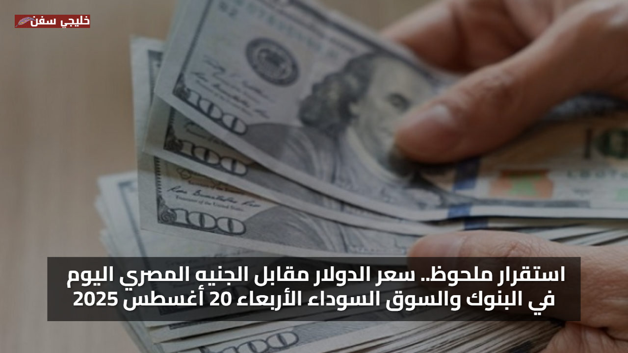 استقرار ملحوظ.. سعر الدولار مقابل الجنيه المصري اليوم في البنوك والسوق السوداء الأربعاء 20 أغسطس 2025
