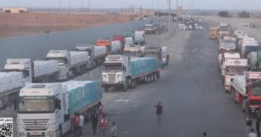 قوافل الإغاثة المصرية تواصل عبورها نحو غزة عبر معبر كرم أبو سالم
