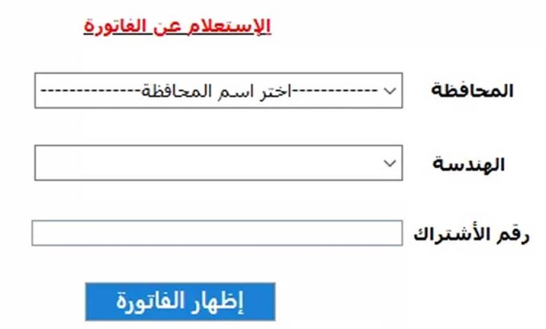 الاستعلام عن فاتورة الكهرباء