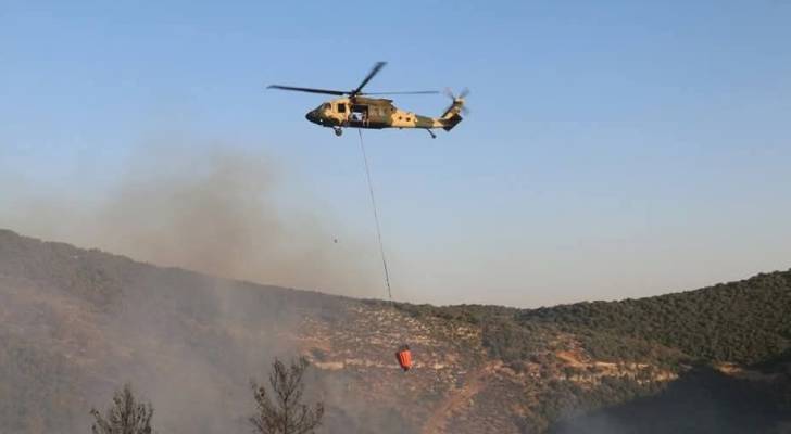 إخماد حريق جرش بالتعاون بين الدفاع المدني وسلاح الجو