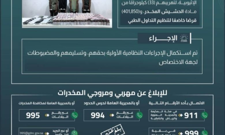 اعتقال أربع مخالفين بحرس الحدود بجازان لتهريب "الحشيش" و"أقراص" طبية