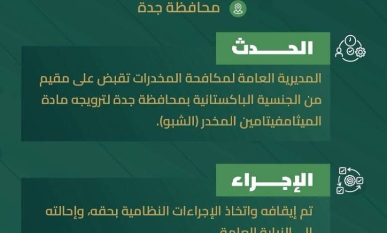 اعتقال مقيم بجدة إثر ترويجه لمادة (الشبو)
