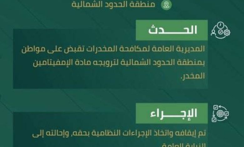 الحدود الشمالية: القبض على مروج إمفيتامينات في عملية أمنية