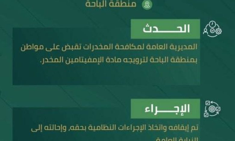 القبض على مهرب إمفيتامين في الباحة