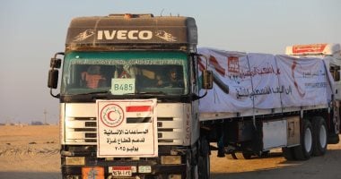 الهلال الأحمر المصرى يعلن انطلاق قافلة زاد العزة لليوم الثانى إلى غزة.. فيديو