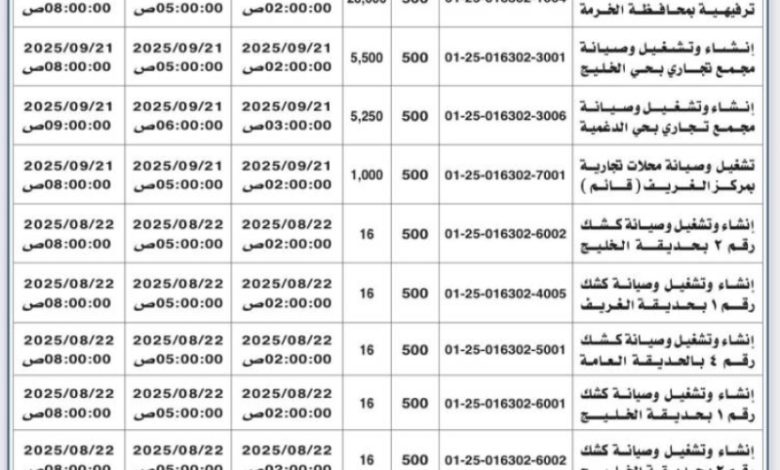 بلدية الخرمة تعلن عن 13 فرصة استثمارية جديدة للمستثمرين في المنطقة.