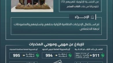 حرصًا على الأمن: حرس الحدود بعسير يعتقل أربعة مهربين بحوزتهم 72 كيلوجرامًا من القات