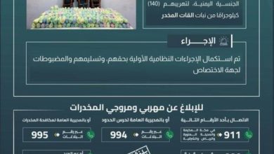 ضبط حرس الحدود بجازان ثلاثة مخالفين أثناء تهريب 140 كيلوجرامًا من القات المخدر
