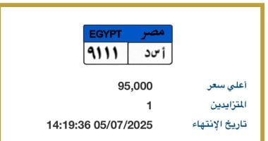 "أسد - 9111" أرخص لوحة سيارة مميزة مطروحة بالمزاد.. اعرف سعرها
