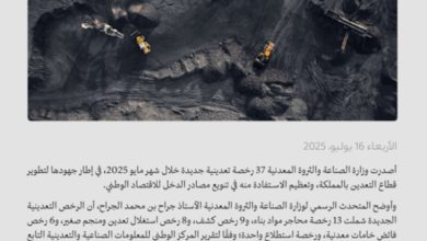 وزارة الصناعة تمنح 37 رخصة جديدة للتعدين في مايو 2025 لتعزيز القطاع.