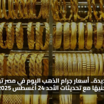 قفزة جديدة.. سعر جرام الذهب اليوم في مصر ترتفع 45 جنيهًا مع تحديثات الأحد 24 أغسطس 2025