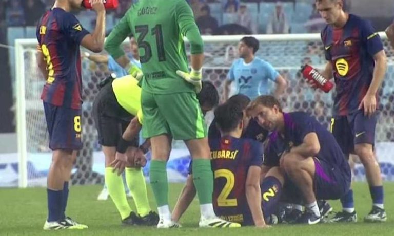 موندو ديبورتيفو: إصابة كوبارسي في ساقه اليسرى.. واللاعب يخضع لفحوصات طبية
                
                تعرض باو كوبارسي مدافع برشلونة لإصابة في الدقائق الأخيرة من مباراة فريقه الودية أمام دايجو الكوري.
                الإثنين، 04 أغسطس 2025 - 17:14
