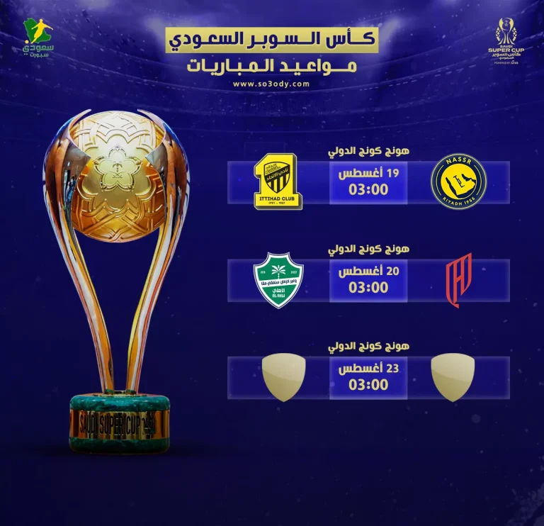 موعد مباريات كأس السوبر السعودي في هونج كونغ والقنوات الناقلة