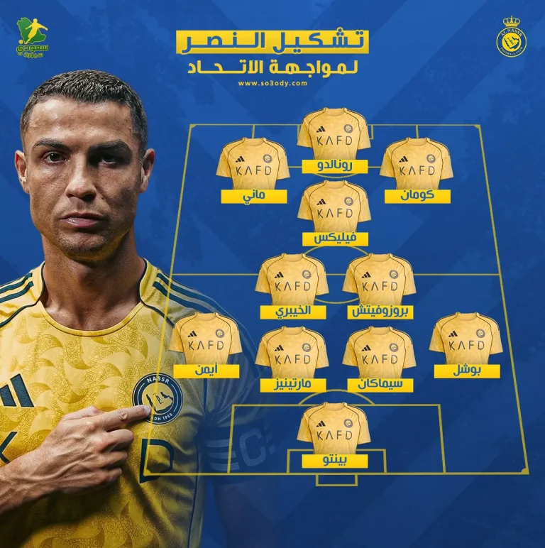 تشكيل النصر الرسمي ضد الاتحاد في كلاسيكو السوبر السعودي .. "مفاجآت بالجملة"