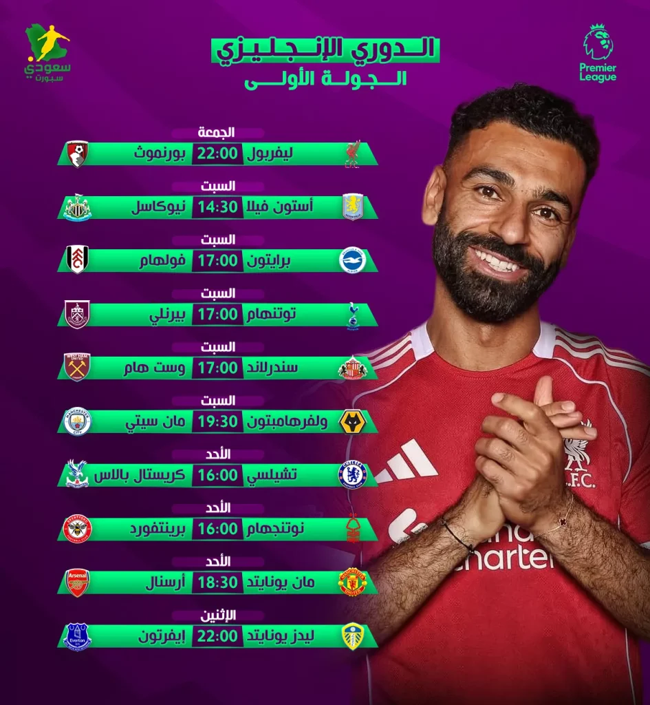 جدول مباريات الجولة الأولى للدوري الإنجليزي الممتاز لموسم 2025-2026 يكشف النقاب اليوم