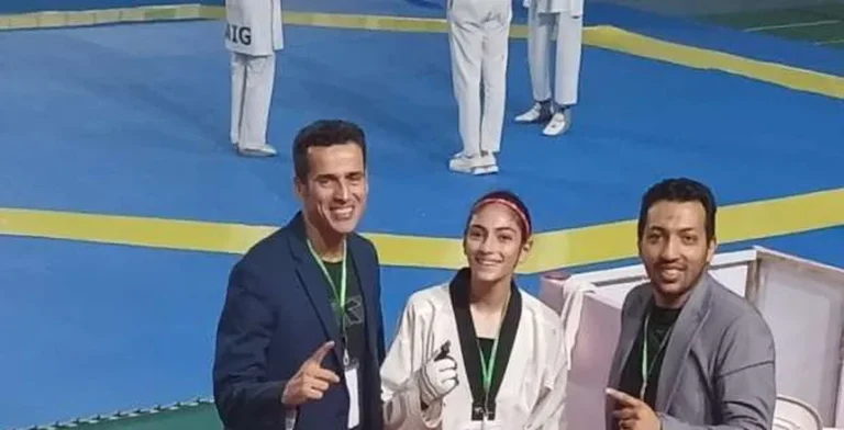 حنين ربيع لاعبة المشروع القومي تحصد ذهبية أفريقيا للتايكوندو بنيجيريا