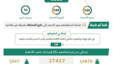 ضبط 20 ألف شخص مخالف للقوانين في عمليات تفتيش متواصلة وفعالة.