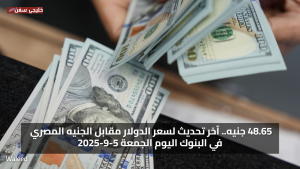 48.65 جنيه.. آخر تحديث سعر الدولار مقابل الجنيه المصري في البنوك اليوم الجمعة 5-9-2025