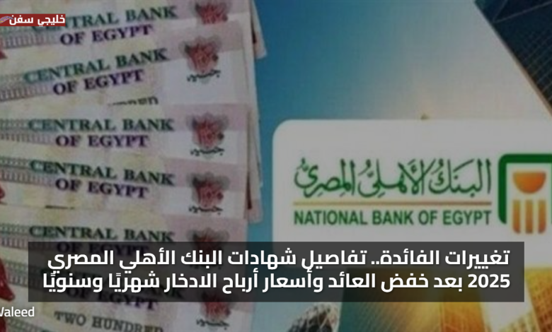 تغييرات الفائدة.. تفاصيل شهادات البنك الأهلي المصري 2025 بعد خفض العائد وأسعار أرباح الادخار شهريًا وسنويًا