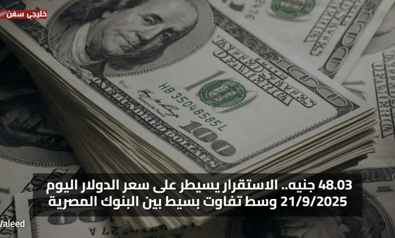 48.03 جنيه.. استقرار سعر الدولار اليوم الاحد في السوق السوداء والبنوك 21/9/2025 وسط تفاوت بسيط بين البنوك المصرية