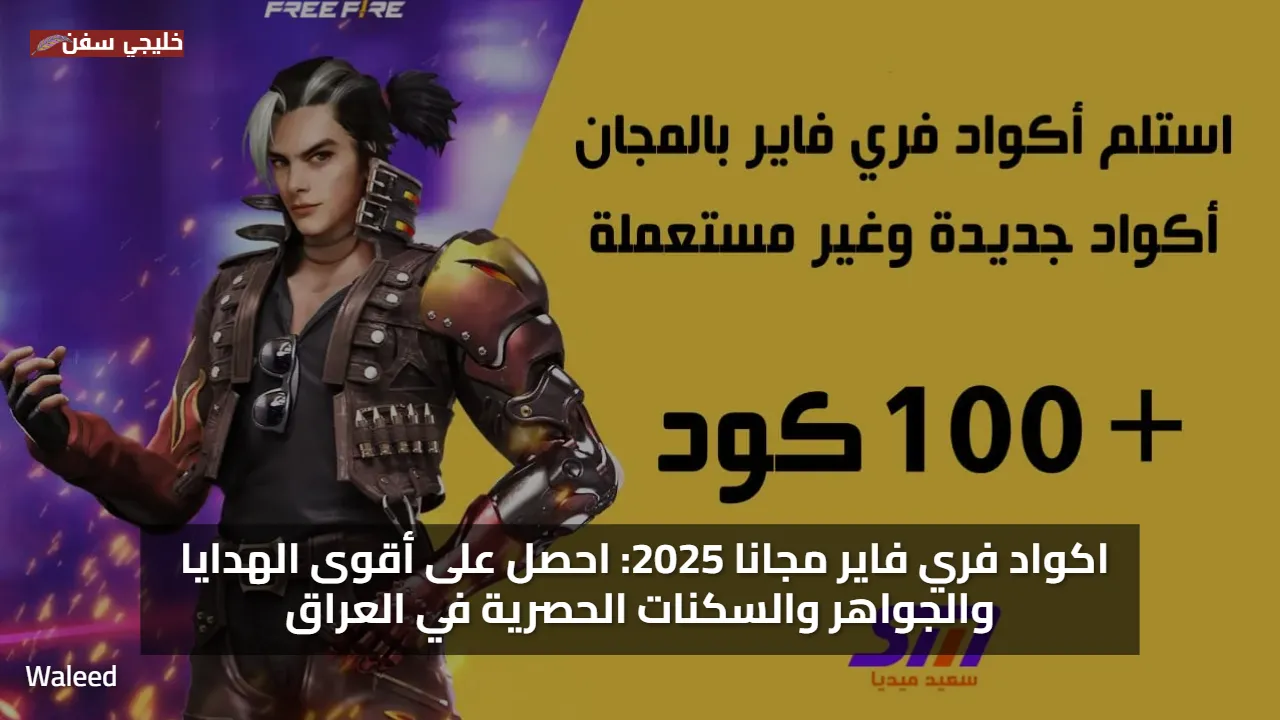 اكواد فري فاير مجانا 2025: احصل على أقوى الهدايا والجواهر والسكنات الحصرية في العراق