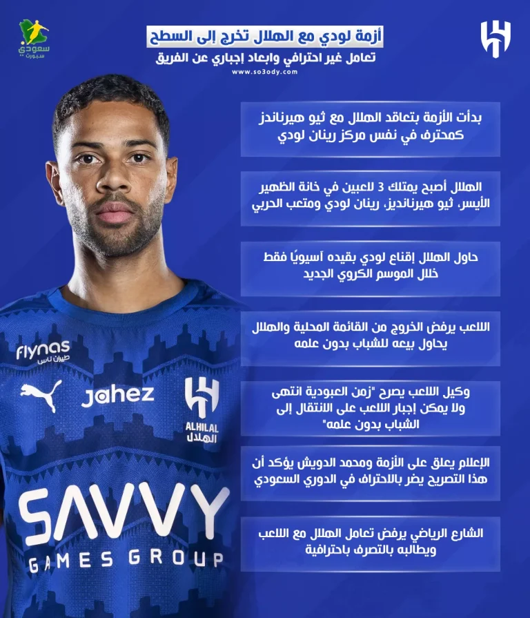 أزمة لودي مع الهلال تخرج إلى السطح .. تعامل غير احترافي وابعاد إجباري عن الفريق