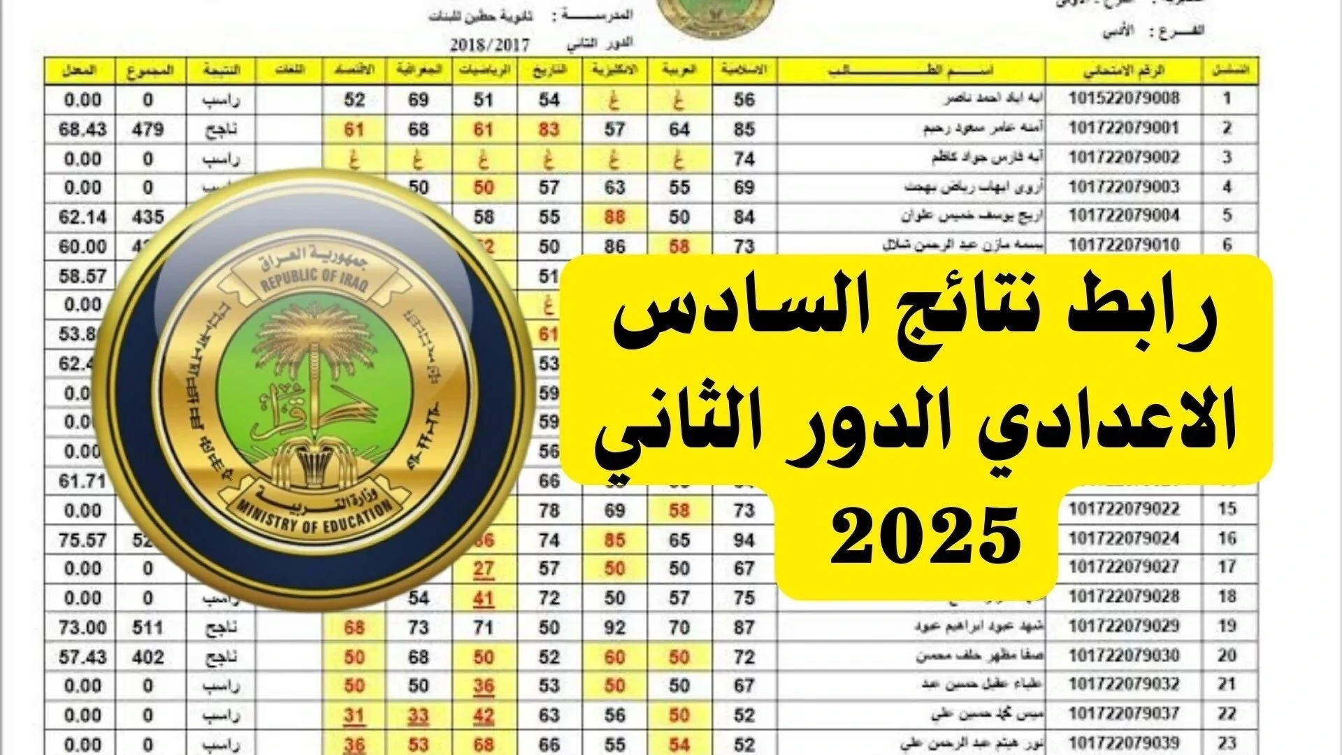 نتائج السادس الاعدادي